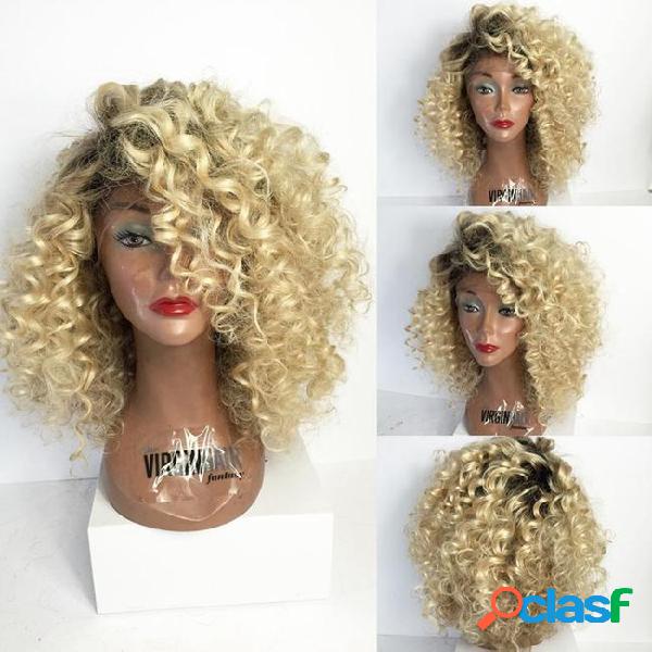 Curly omber blonde full lace human hair wigs #1b#613