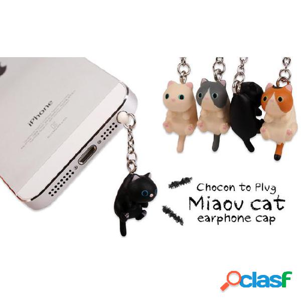 Cute cheese cats 3.5mm anti dust dirt-resistant earphone