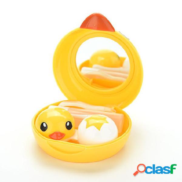 Cute little yellow duck portable pocket contact lens case