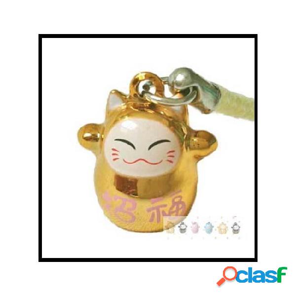 Cute popular gold (richness) maneki neko lucky cat bell cell