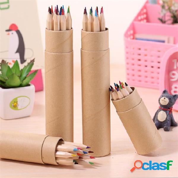 Dhl 12color children kids wooden drawing pencil colorful