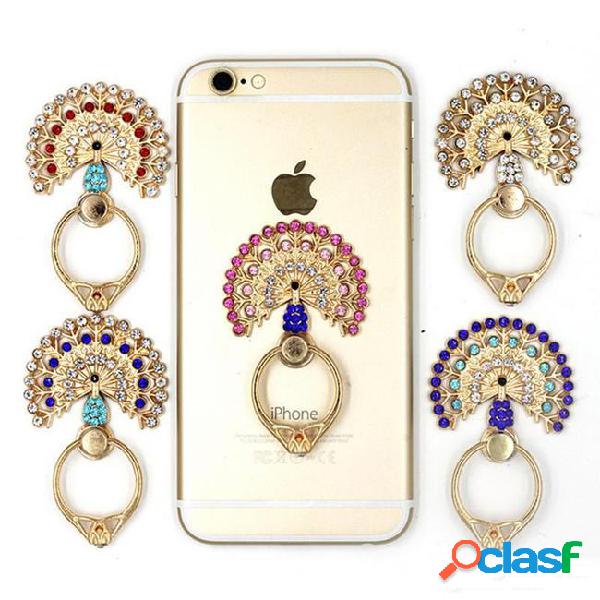 Diamond cartoon peacock open ring stents metal backing ring