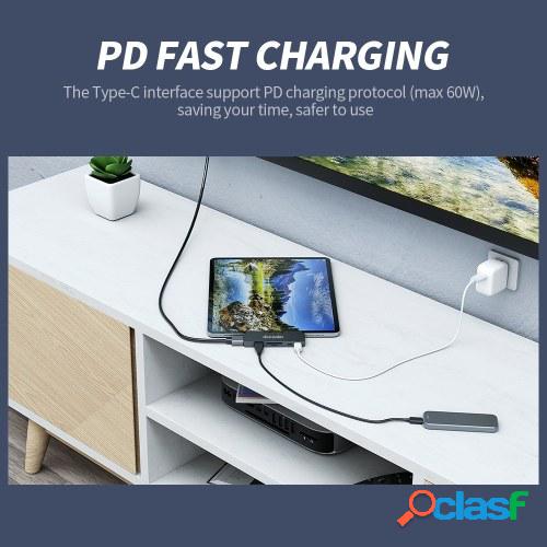 Docooler 7-en-1 Type-C Hub con USB3.0 Audio HD Port TF