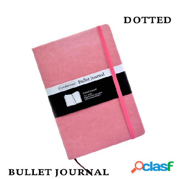 Dot grid hard cover candy color a5 pu notebook elastic band