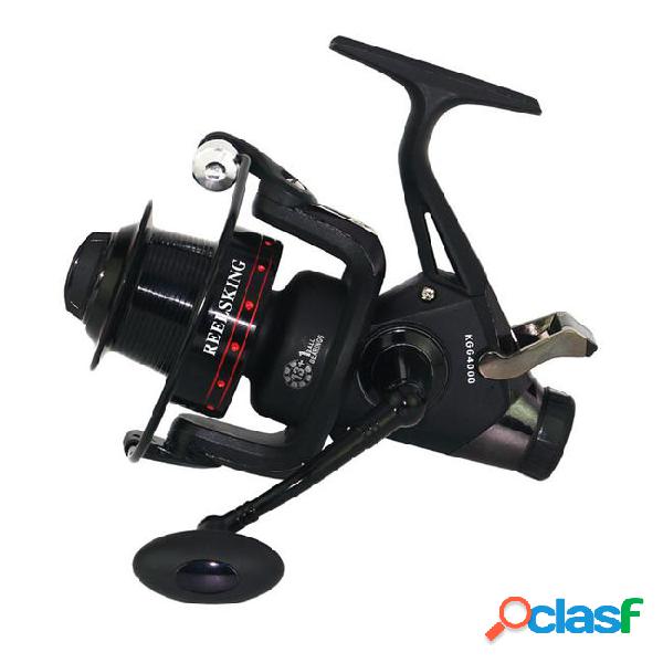 Double drag rear spinning fishing reel 5.2:1 cnc metal