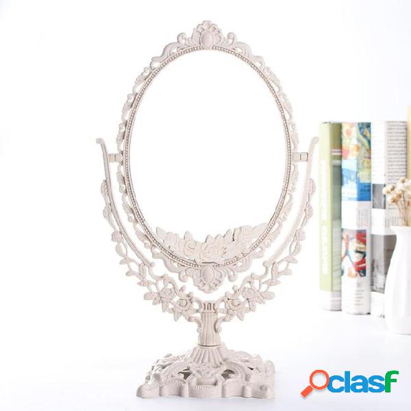 Double sides makeup mirror 360 degree rotating desktop table