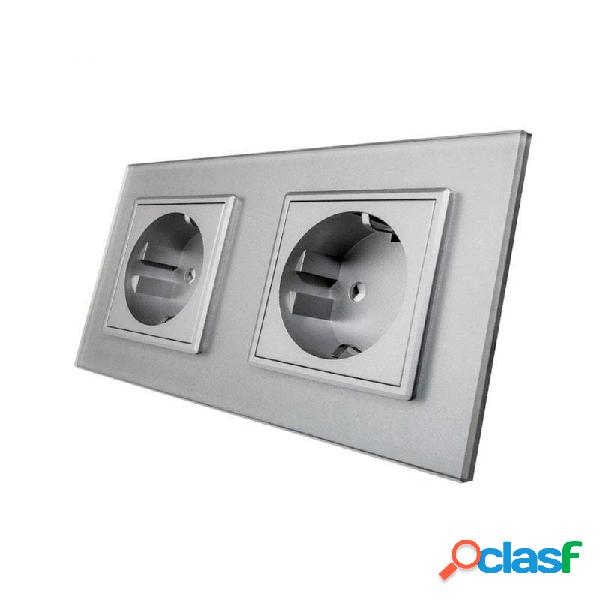Enchufe socket doble eu 16a frontal gris