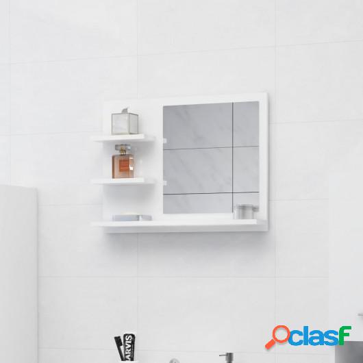 Espejo de baño aglomerado blanco brillante 60x10,5x45 cm