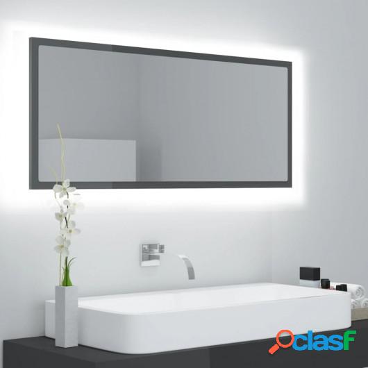 Espejo de baño madera contrachapada gris brillo 100x8,5x37