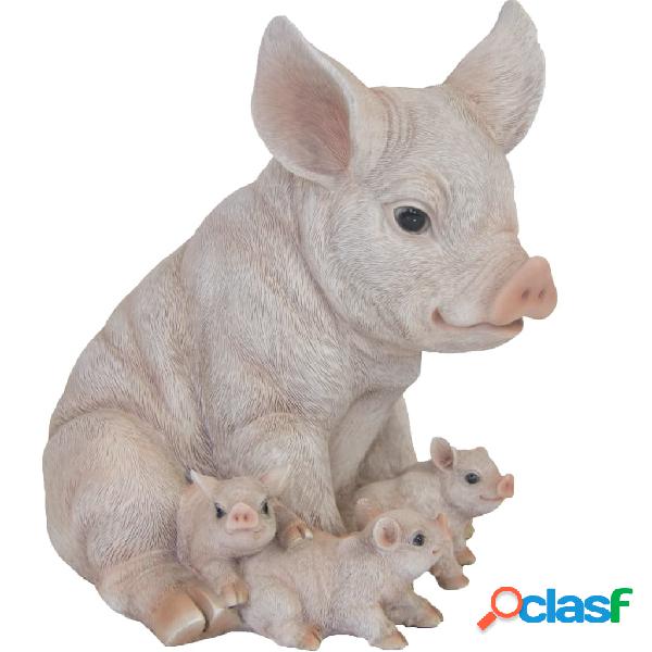 Esschert Design Estatua de cerdo con lechones 19,4x22,3x24,3