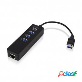 Ewent Ew1140 Hub Usb3.1 Gen 1 3 Ports + 1 Port Gigabit