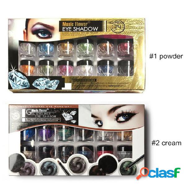 Eyeshadow loose powder 12 color music flower makeup kit