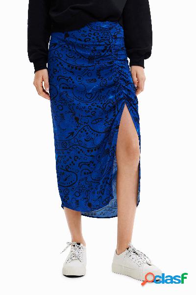 Falda midi slim abertura - BLUE - XS