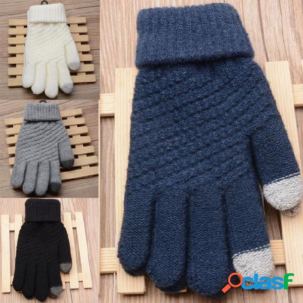 Fashion 1 pair unisex touch screen gloves stretch knit