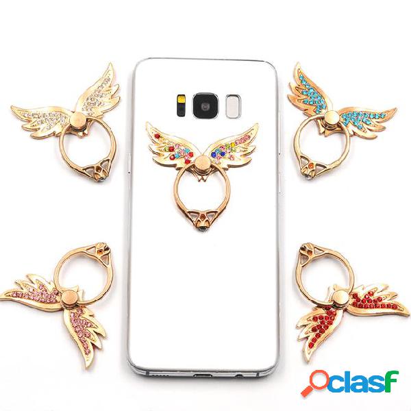 Fashion 360 degree metal angel wings finger ring mobile