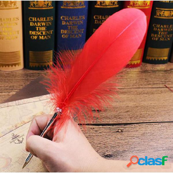 Fashion feather quill ballpoint pen 14colors ballpoint pens