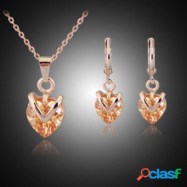 Fashion heart opal statement jewelry sets 18k gold cubic