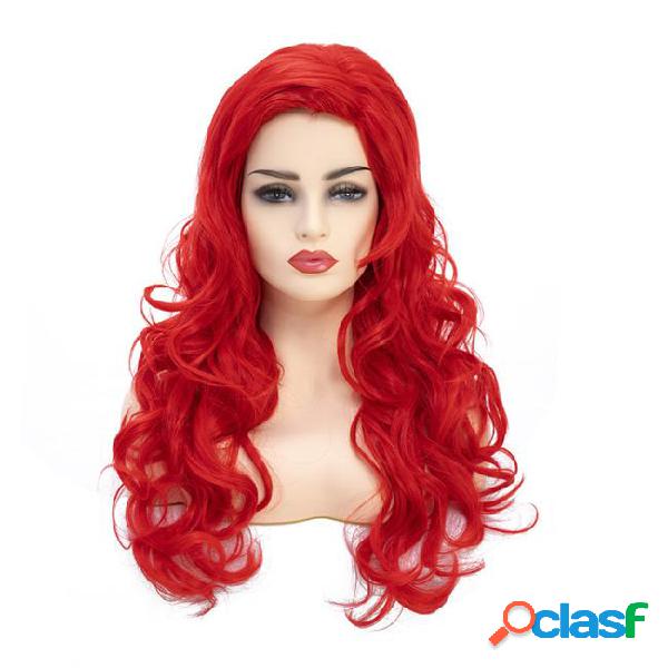 Fashion &new red long curly luxurious wig for women high