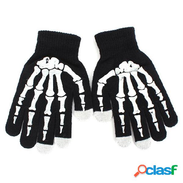 Fashion style winter full finger unisex knitted skeleton