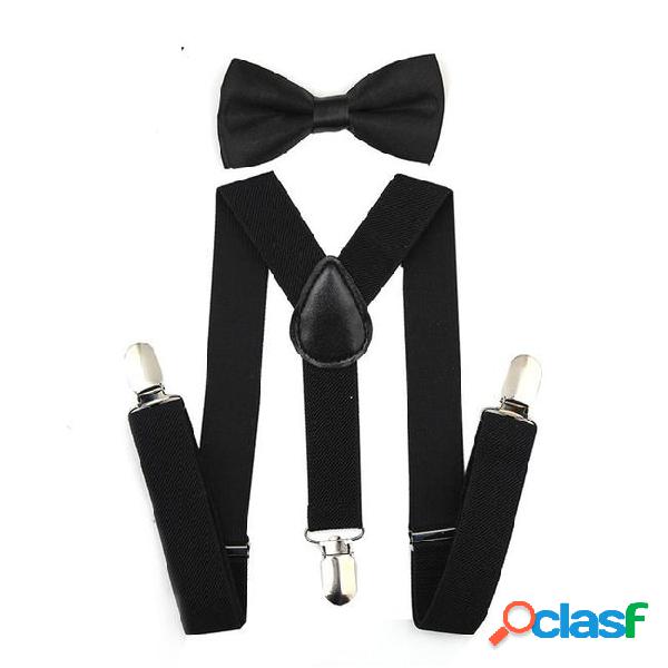 Fashion suspenders boys girls black adjustable elastic clip