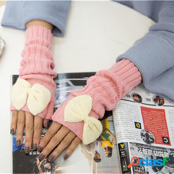 Fashion winter women's gloves bowknot wrist arm warmer long
