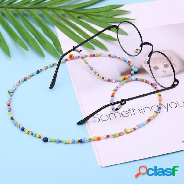 Fashion women glass beaded eyewear cord colorful eyeglass