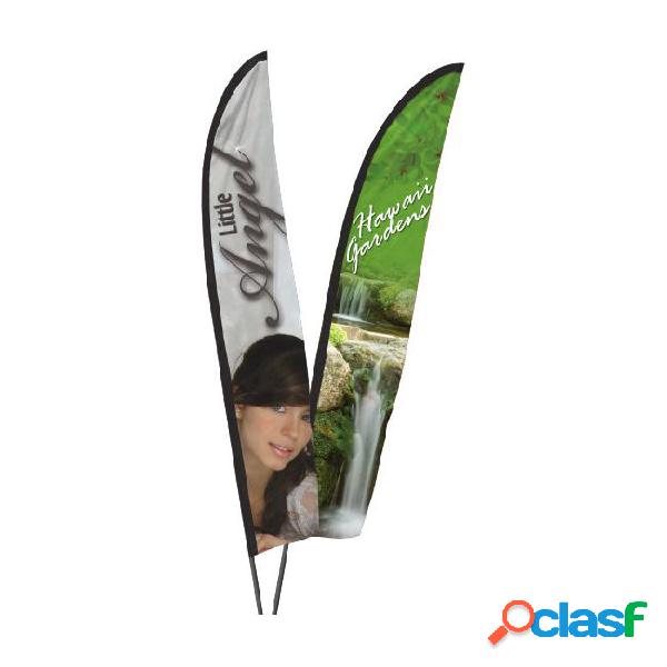 Feather flag 3m height, double side logos, with pole and