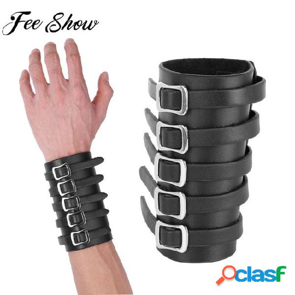 Feeshow unisex punk wristband bracer bracelet arm armor cuff