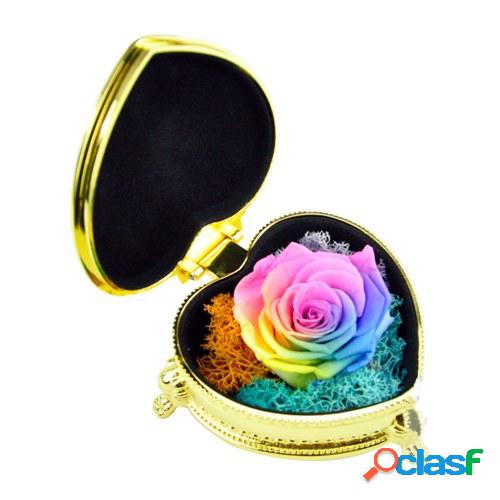 Flor de rosa real preservada en caja de regalo en forma de