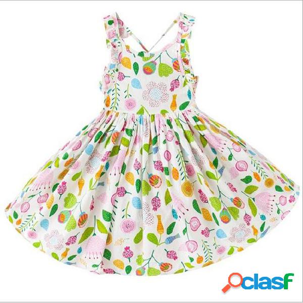 Floral girls dress sleeveless cotton easter kids outfit