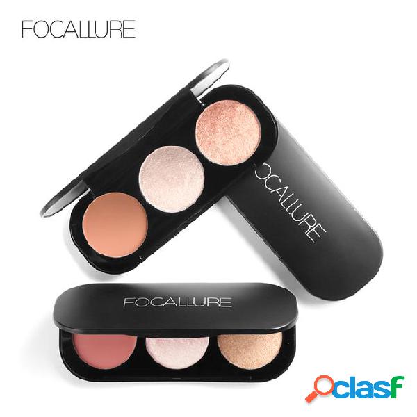 Focallure new arrivel 3 colors blush&highlighter palette