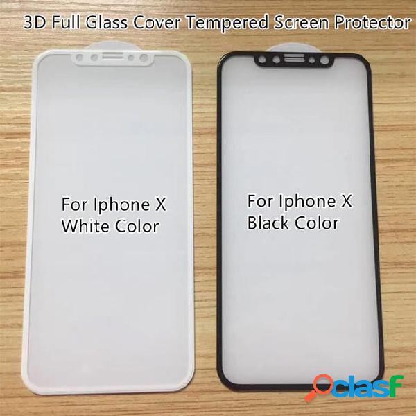 For iphone x 3d full glass cover hard curved edge tempered