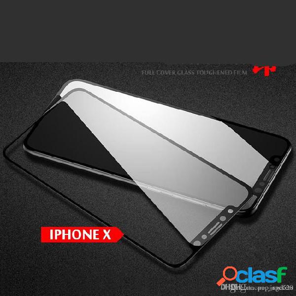 For iphone x 8 silk print color full cover tempered glass