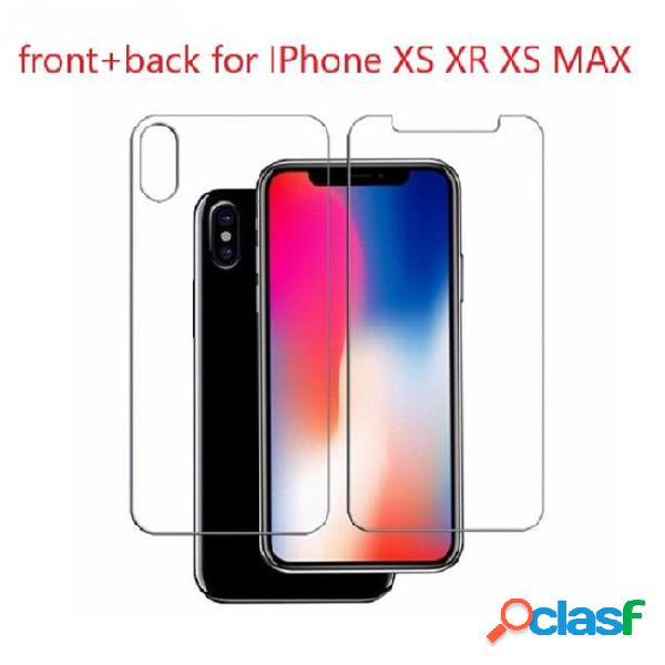 For iphone xs xs max xr back and front transparent tempered
