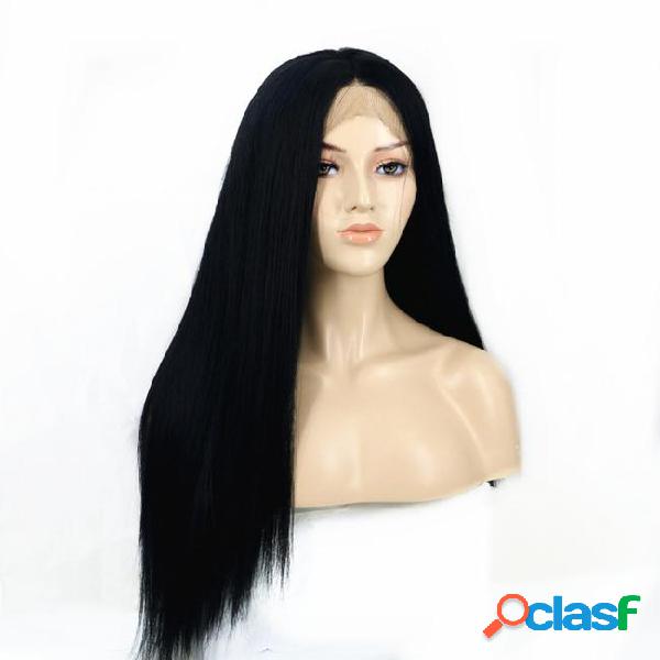 Free shipping black 24 inch long straight synthetic lace