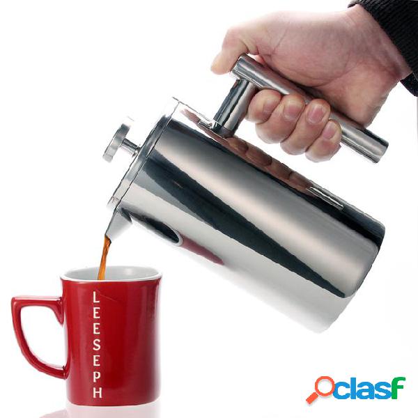 French press tea brewer double wall 1liter 34 ounces, heavy