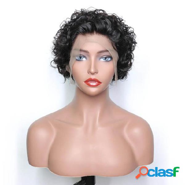 Full lace human hair wigs 13*4 lace front wigs curly 6-8inch