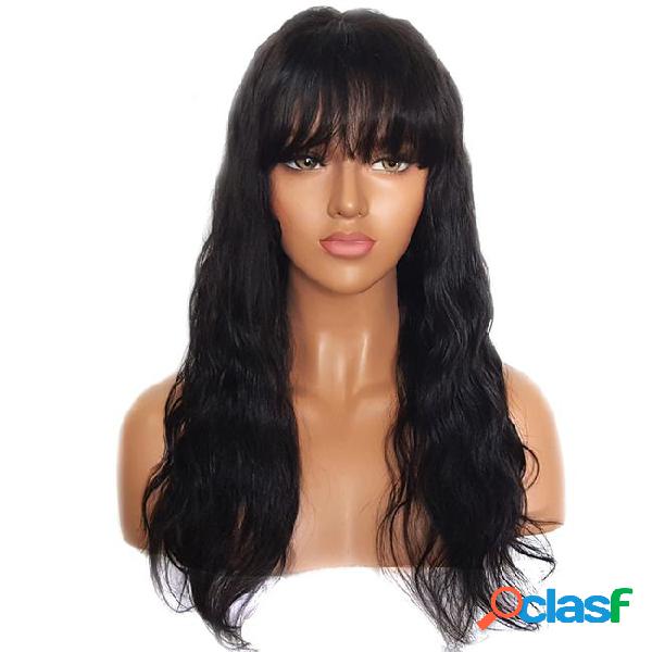 Full lace wig with bangs preplucked glueless virgin