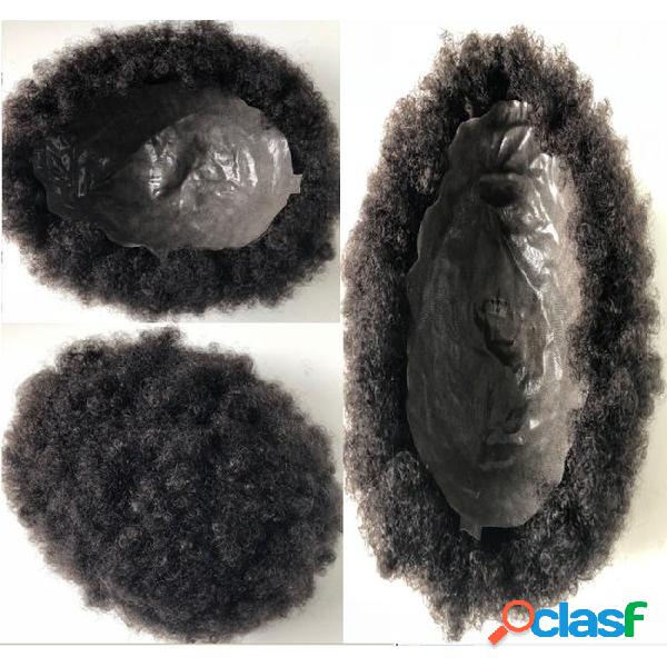 Full pu afro toupee top selling black hair unprocessed