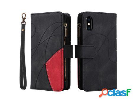 Funda PU emenda bicolor con bolso con Cerrar de correr y