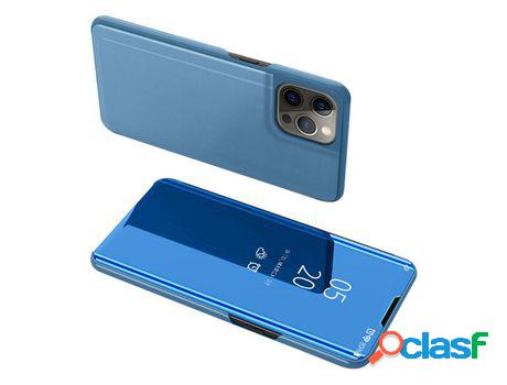 Funda PU galvanizado superfície espelhada con suporte azul