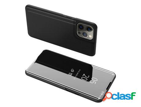 Funda PU galvanizado superfície espelhada con suporte negro