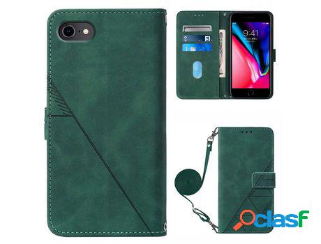 Funda PU patrón de linhas con bandolera de ombro verde