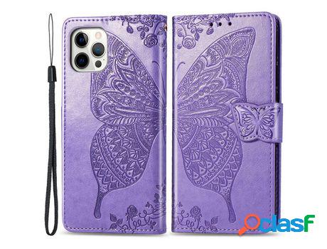 Funda PU patrón de mariposa y flor Cerrar magnético con