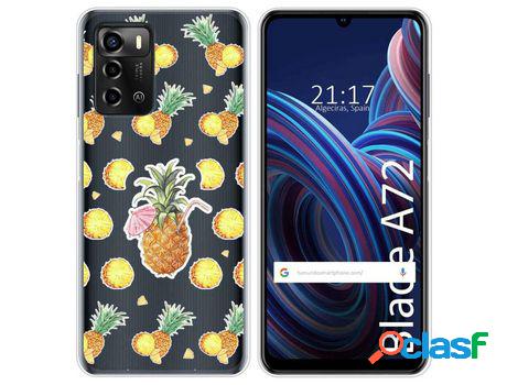 Funda Silicona Transparente para ZTE Blade A72 diseño Piña