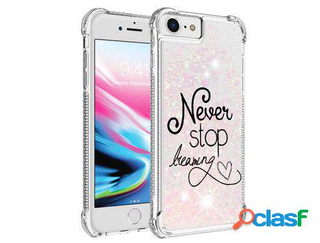 Funda TPU canto reforçado glitter nunca pare de sonhar por