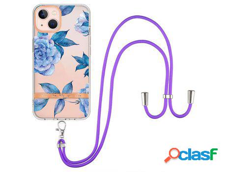 Funda TPU galvanizado patrón de flores con bandolera de