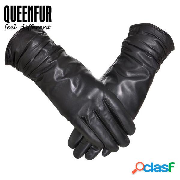 Genuine leather gloves women real sheepskin leather cotton