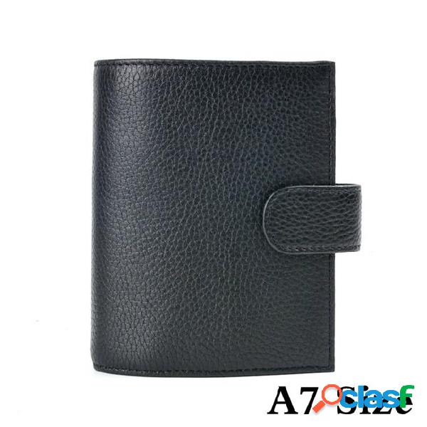 Genuine leather rings planner notebook a7 mini agenda