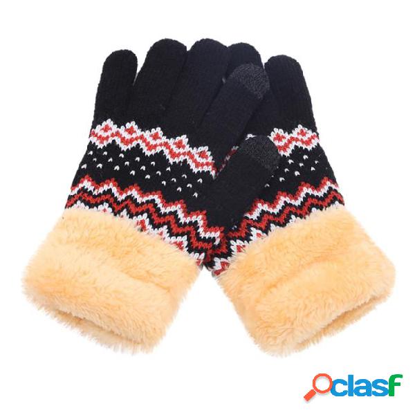 Gloves 1pc womens men winter geometric knit click screen
